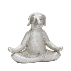 Polyresin 7" Yoga Dog, Silver