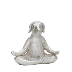 Polyresin 7" Yoga Dog, Silver