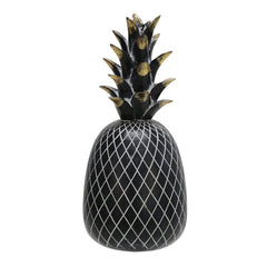 Polyresin 12" Pineapple Decor, Black/Gold