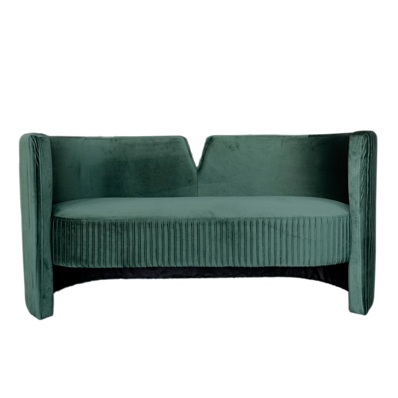 Pleated Velveteen Sofa, Green