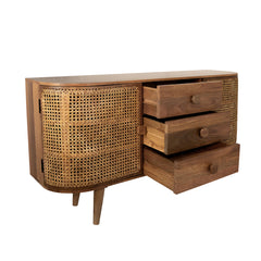 Wood/Cane, 2-Door/3-Drawer Cabinet