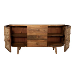 Wood/Cane, 2-Door/3-Drawer Cabinet