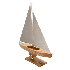 Wood/Cloth 22"H Sailboat, Brown