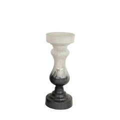 Glass 13" Candle Holder, White/Black