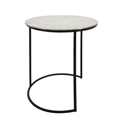 S/2 24/22" Metal Round Side Tables, White/Black