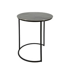 S/2 24/22" Metal Round Side Tables, White/Black