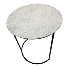 S/2 24/22" Metal Round Side Tables, White/Black