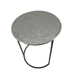 S/2 24/22" Metal Round Side Tables, White/Black