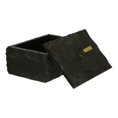 Marble 7X5 Slate Box W/ Metal Knob, Black