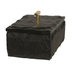 Marble 7X5 Slate Box W/ Metal Knob, Black