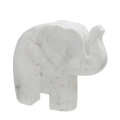 Marble 9"H Elephant Figurine, White