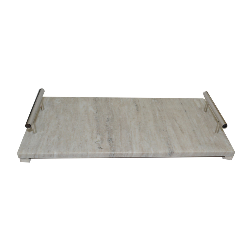 Marble 18X9 Tray W/ Handles, Gray