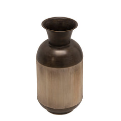 Metal/Wood 13"H Jar, Bronze