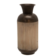 Metal/Wood 15"H Jar, Bronze