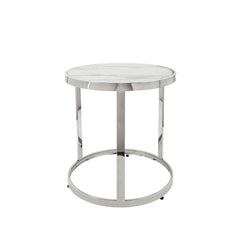 S/2 Metal Round Side Table, Silver