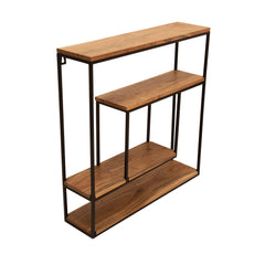 Metal/Wood 24.5" Square Wall Shelf, Brown