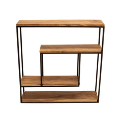 Metal/Wood 24.5" Square Wall Shelf, Brown