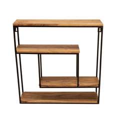 Metal/Wood 24.5" Square Wall Shelf, Brown