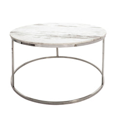 S/2 Metal/Marble Coffee Table, Silver