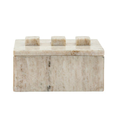 Marble 6" Rectangular Box W/ 3 Knobs, Gray