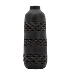 Wood 15" Stained Vase, Black