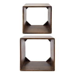 S/2 14/16" Wood Cubes, Brown