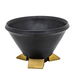 12" Wooden Bowl W/ Metal Legs, Black