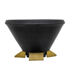 12" Wooden Bowl W/ Metal Legs, Black