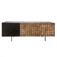 71" Wooden Console, 2-Tone Black/Brown