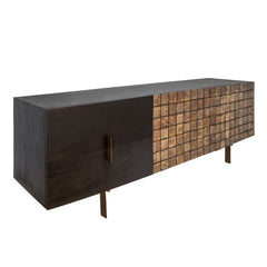 71" Wooden Console, 2-Tone Black/Brown