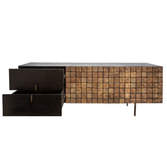 71" Wooden Console, 2-Tone Black/Brown