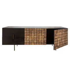 71" Wooden Console, 2-Tone Black/Brown