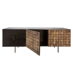 71" Wooden Console, 2-Tone Black/Brown