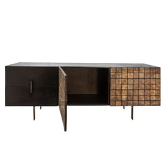 71" Wooden Console, 2-Tone Black/Brown