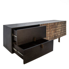 71" Wooden Console, 2-Tone Black/Brown