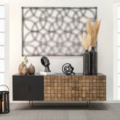 71" Wooden Console, 2-Tone Black/Brown