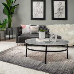 Marble 44" Oval Coffee Table, Gray