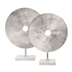 18" Disc On Marble Base, Silver