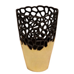 15"H Cut-Out Vase, Black/Gold