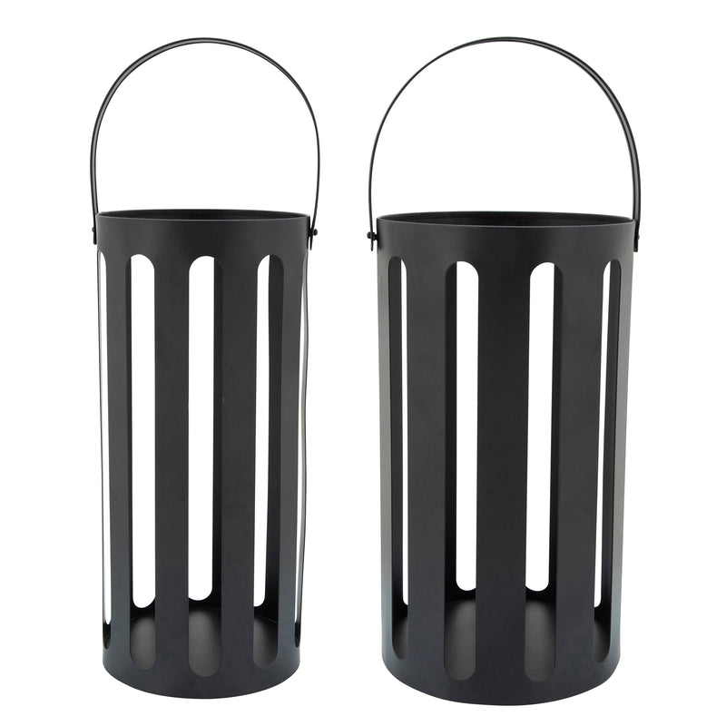 S/2 Cut-Out Metal Lanterns, Black