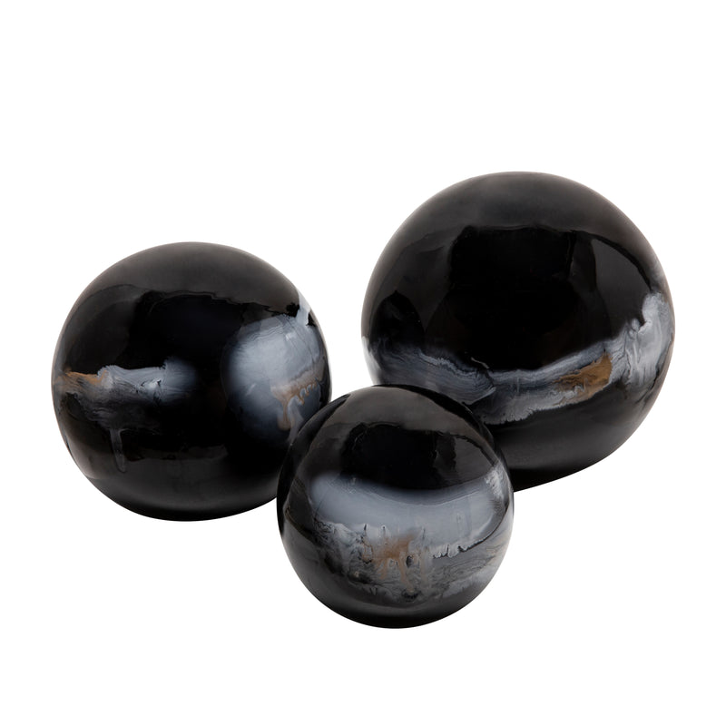 S/3 Metal Orbs, Black