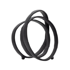 13" Metal Ring Sculpture, Black