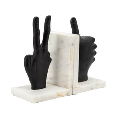 S/2 Hand Sign Bookends, Black