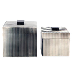 S/2 Ribbed Boxes W/ Lid