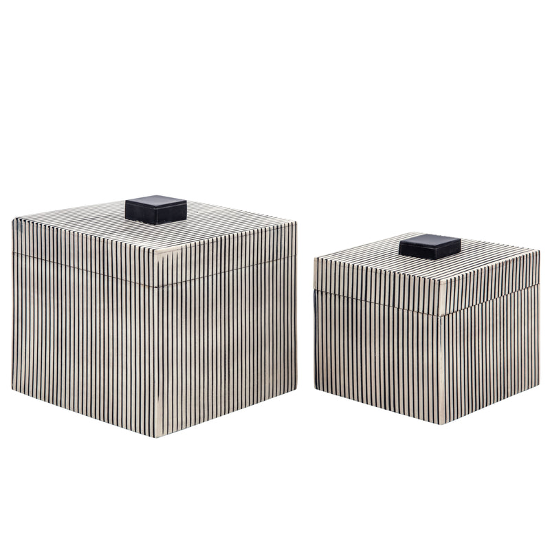 S/2 Ribbed Boxes W/ Lid