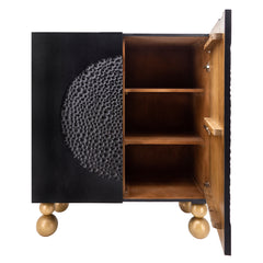 Wood 39X47" Hammered Cabinet, Black