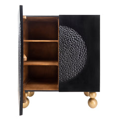 Wood 39X47" Hammered Cabinet, Black