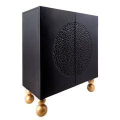 Wood 39X47" Hammered Cabinet, Black