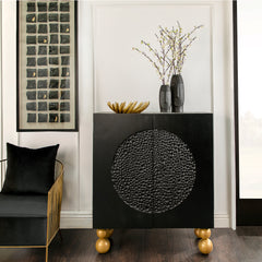 Wood 39X47" Hammered Cabinet, Black