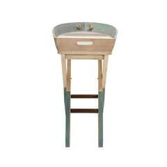 Wood 17" Boat Accent Table, Blue